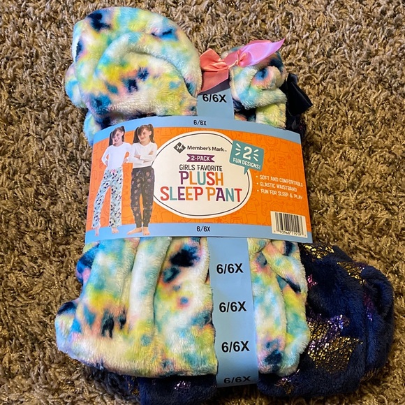 Member's Mark Girl's Favorite Plush Soft Fleece Sleep Pant 2 Pack 6x 6 Unicorn - Picture 5 of 5